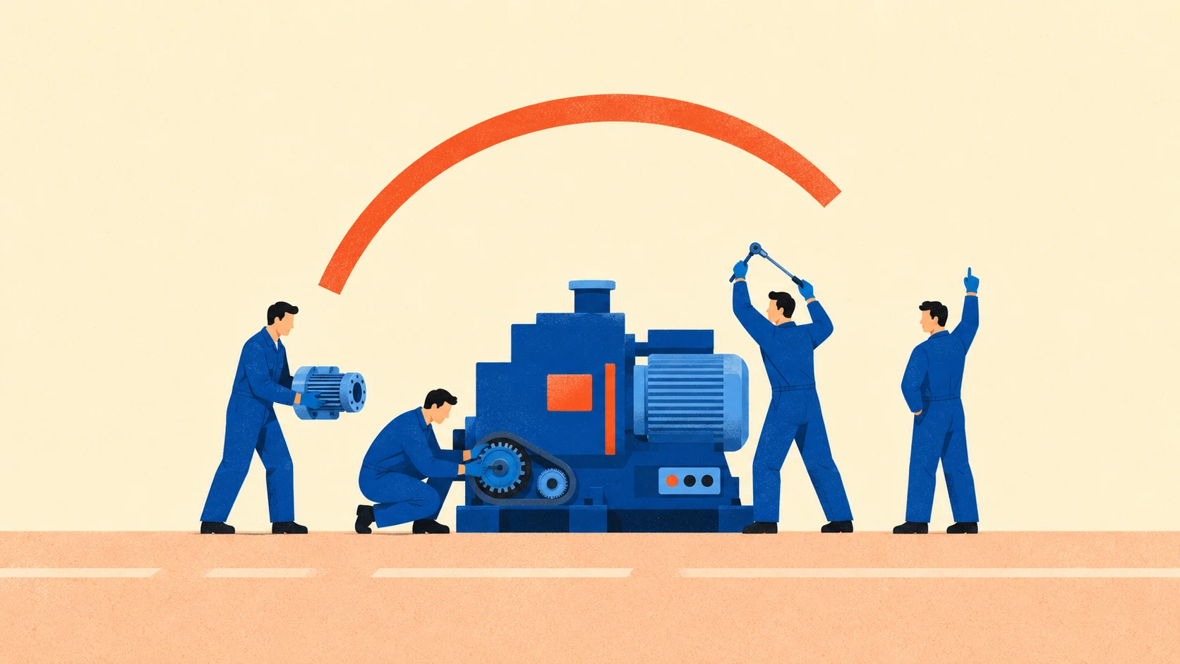 A maintenance technician quickly repairing a machine with the correct spare part to restore uptime